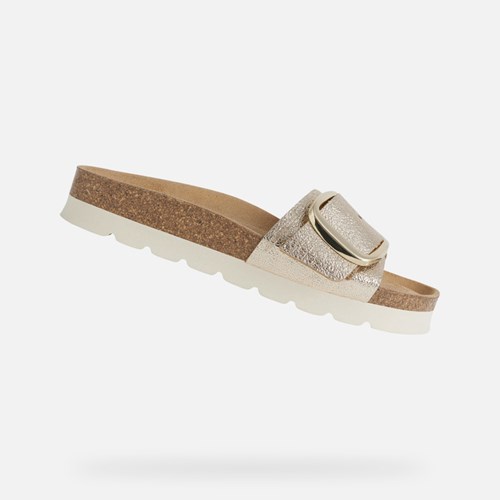 Geox Brionia High Hausschuhe Damen Hellgold | NTE-428507