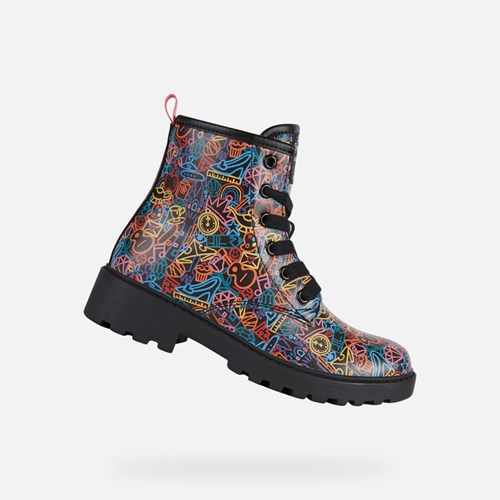Geox Casey Mid-calf Boots Mädchen Schwarz Mehrfarbig | MGT-207548