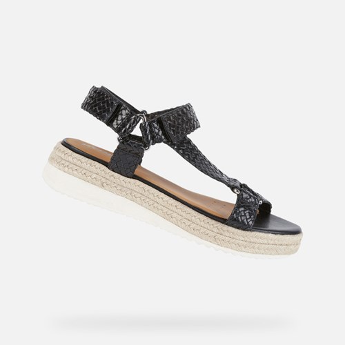Geox Eolie Sandalen Damen Schwarz | IZG-801742