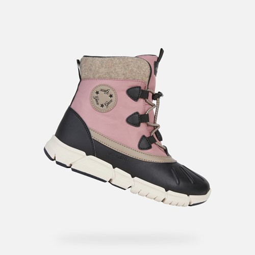 Geox Flexyper Abx Mid-calf Boots Mädchen Schwarz Rosa | SAU-361459