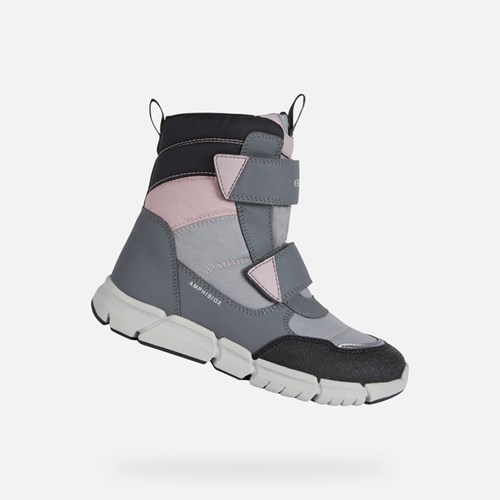 Geox Flexyper Abx Stiefeletten Mädchen Grau Rosa | AXJ-064127