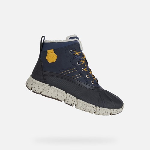 Geox Flexyper Abx Wasserfeste Stiefel Jungen Navy Gelb | YIU-376492