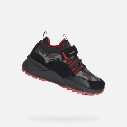 Geox Heevok Abx Sneakers Jungen Schwarz Rot | KLB-315974