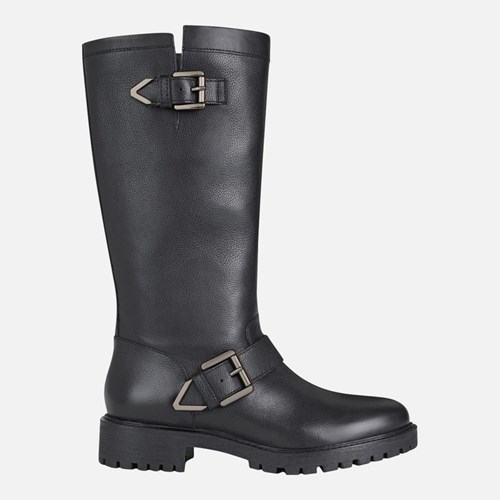 Geox Hoara Biker Boots Damen Schwarz | FLS-061523