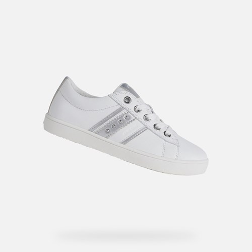 Geox Kathe Sneakers Mädchen Weiß Silber | ECY-125698