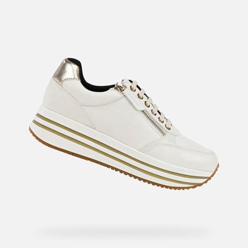 Geox Kency Sneakers Damen Weiß Hellgold | KEH-295478