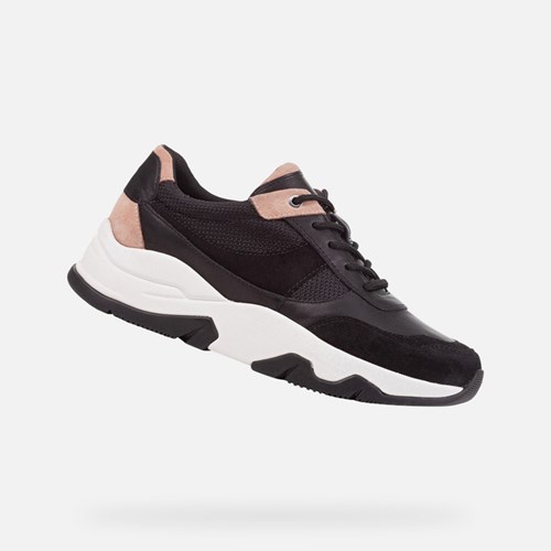Geox Kristene Sneakers Damen Schwarz Dunkelrosa | LTC-786921