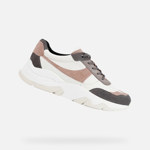 Geox Kristene Sneakers Damen Weiß Dunkelrosa | UOE-968475
