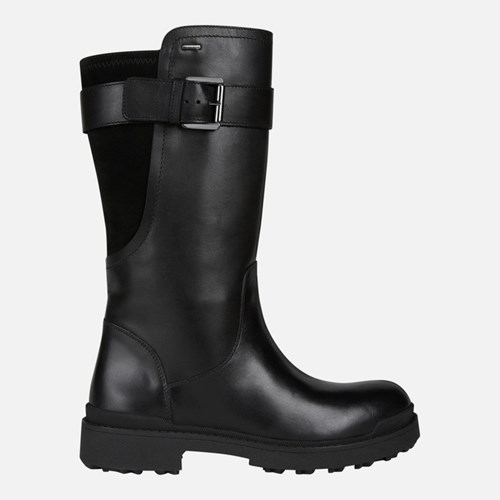 Geox Nevegal Abx Biker Boots Damen Schwarz | SGO-204195