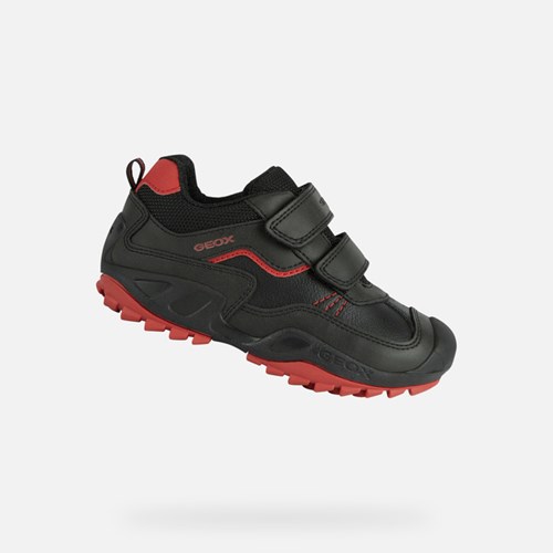 Geox New Savage Sneakers Jungen Schwarz Rot | WDI-589714