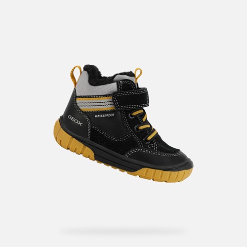Geox Omar Mid-calf Boots Baby Schwarz Gelb | KSE-605817