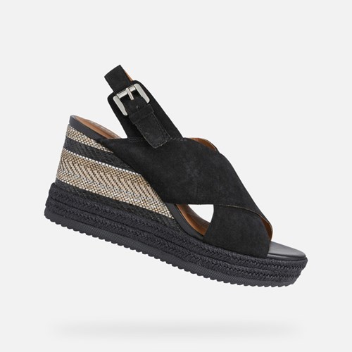 Geox Ponza Sandalen Damen Schwarz | CIU-318627