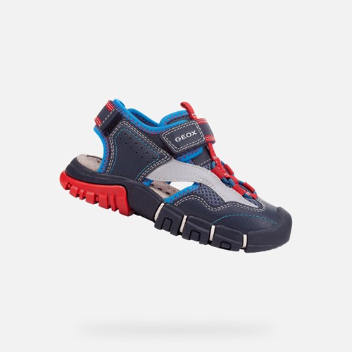 Geox Sandal Dynomix Sandalen Jungen Navy Rot | EWJ-102748