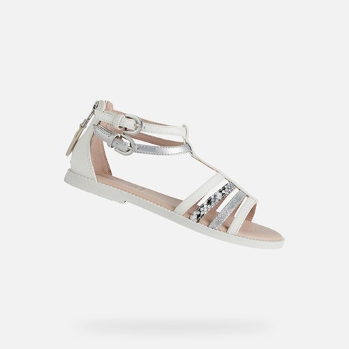 Geox Sandal Karly Sandalen Mädchen Weiß Silber | NCB-045168
