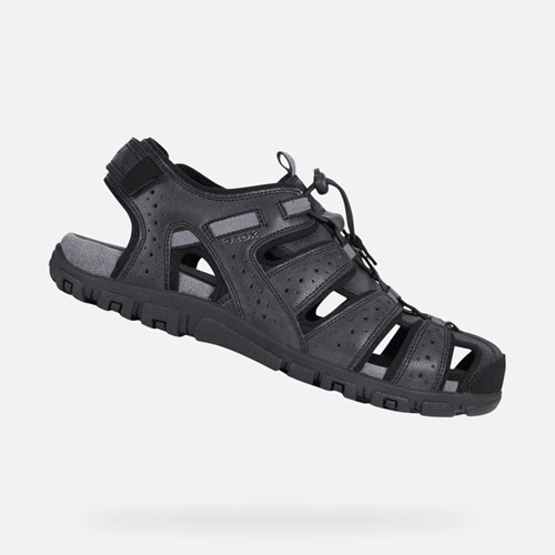 Geox Strada Sandalen Herren Schwarz | UCQ-059486