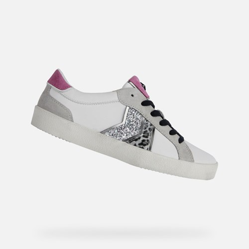 Geox Warley Sneakers Damen Weiß Fuchsie | COV-064813
